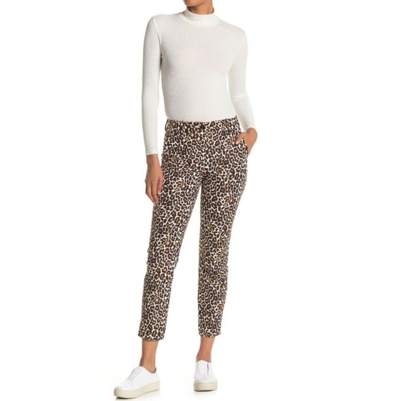 J.Crew Snow Leopard Print Slim Ankle Pants 0 High Rise Preppy Animal Trousers - Picture 2 of 16